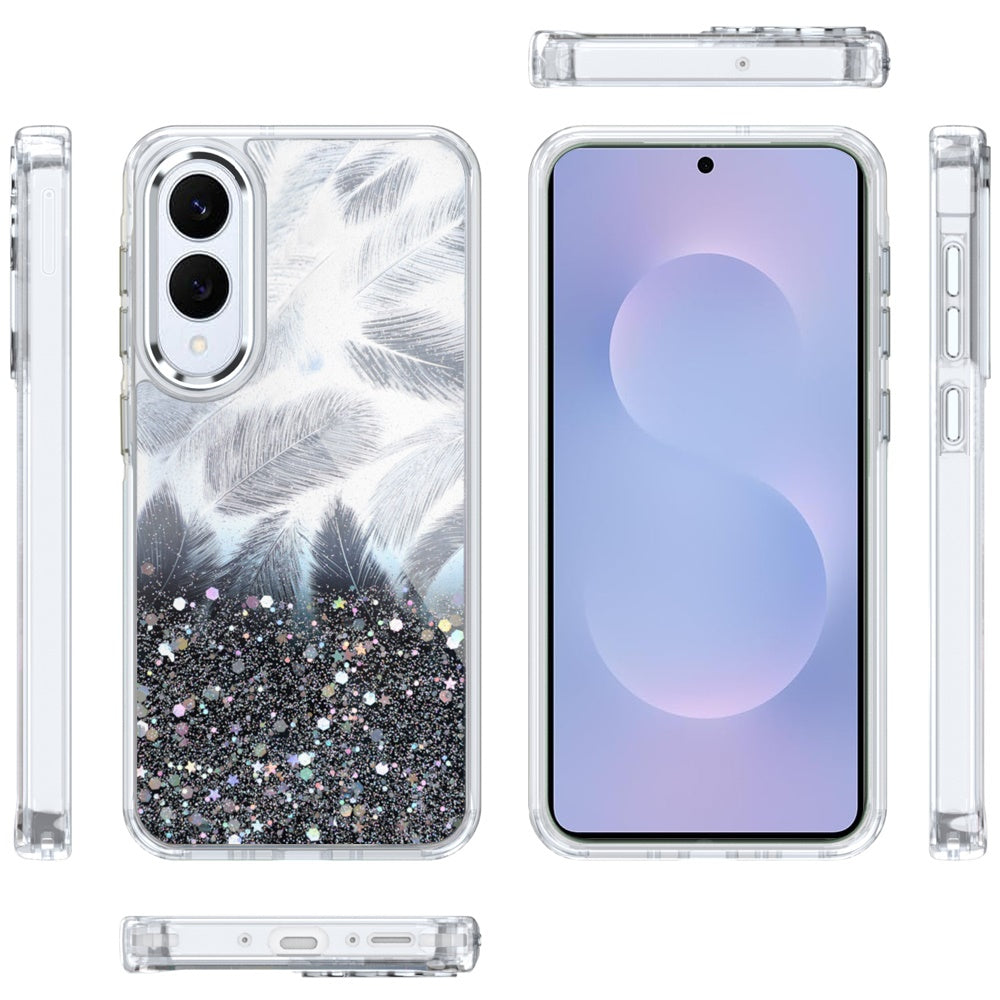 For Samsung Galaxy S25 EDGE Fashion Epoxy Glitter Shimmer Design, Hybrid Shockproof TPU, Stylish Sparkle Slim TPU Protective Case Cover