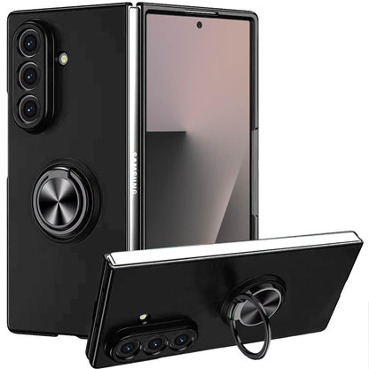 For Samsung Galaxy Z Fold 7 Hybrid 360 Degree Rotatable Metal Invisible Ring Stand Holder Slim Fit Magnetic Car Mount Shockproof Case Cover