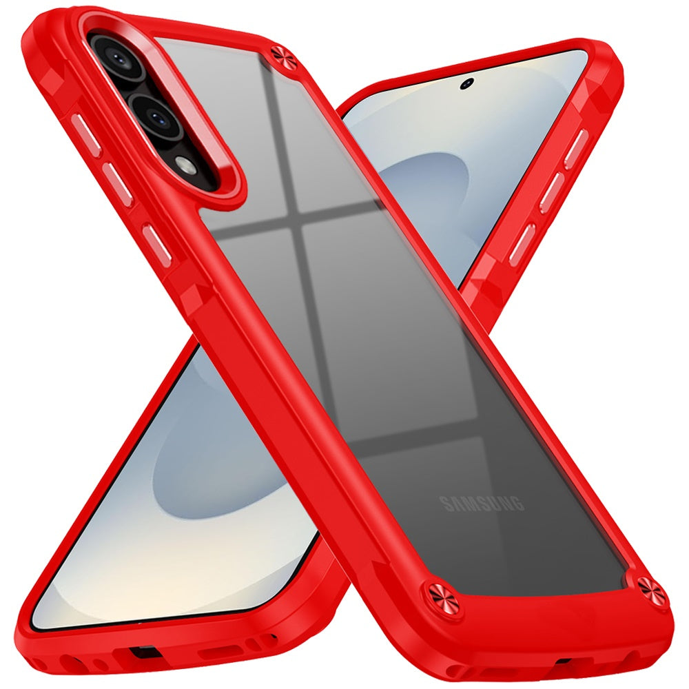 For Samsung Galaxy S25 EDGE Hybrid Transparent Rubber with Metal Buttons & Camera Edges Hard TPU Corner Frame Bumper Case Cover