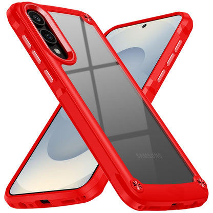 For Samsung Galaxy S25 EDGE Hybrid Transparent Rubber with Metal Buttons & Camera Edges Hard TPU Corner Frame Bumper Case Cover