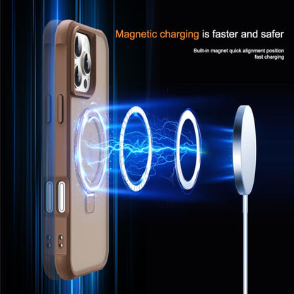 For Apple iPhone 16 (6.1") Translucent Matte Finish, MagSafe Compatible, Built-in Ring Stand, Shockproof Protective Back Case Cover