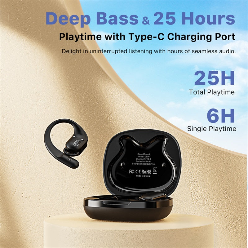 echelon RoundSound Open-Ear True Wireless Earbuds - Black, Bluetooth