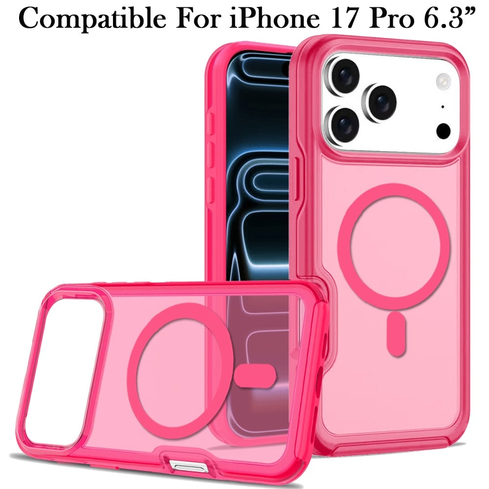 For Apple iPhone 17 Pro (6.3") Slim & Durable Compatible with MagSafe Hybrid Shockproof Glossy Oil Protective Dual Layer TPU + PC Case Cover