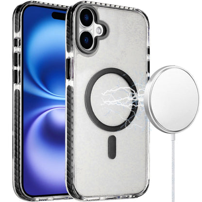 For Apple iPhone 17 (6.3") Transparent Hybrid with Color-Matched Magnetic Circle, Rubber TPU Frame Hard PC Shockproof Case Cover Cosmic Orange