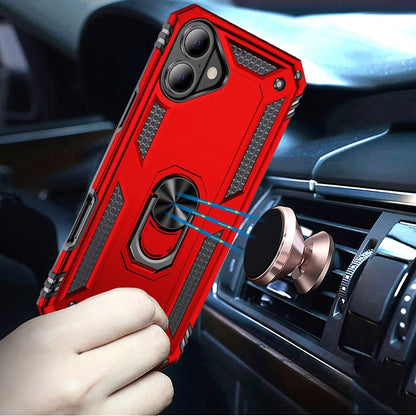 For Apple iPhone 17 (6.3") Hybrid Shockproof Durable 360 Degree Rotatable Ring Stand Holder Kickstand Fit Magnetic Car Mount Case Cover