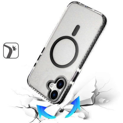 For Apple iPhone 17 (6.3") Transparent Hybrid with Color-Matched Magnetic Circle, Rubber TPU Frame Hard PC Shockproof Case Cover Cosmic Orange