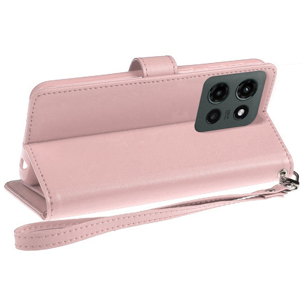 Phone Case for Motorola Moto G Stylus 5G 2026 /2025 Wallet Credit Card Holder Leather Grip Shockproof Hybrid Protective Style Durable Flip Pouch Cover Rose Gold