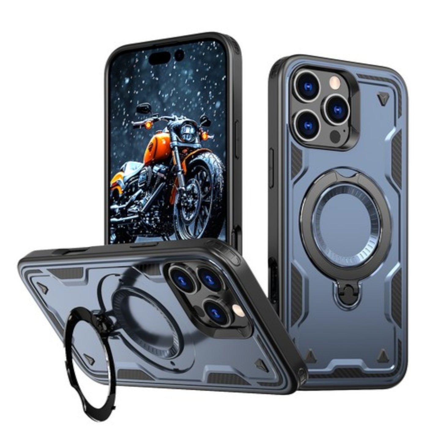 For Apple iPhone 16 Plus (6.7") Ring Holder Case, Military-Grade Shockproof Protective Cover with Magnetic Kickstand [Compatible with Magsafe] Case Cover