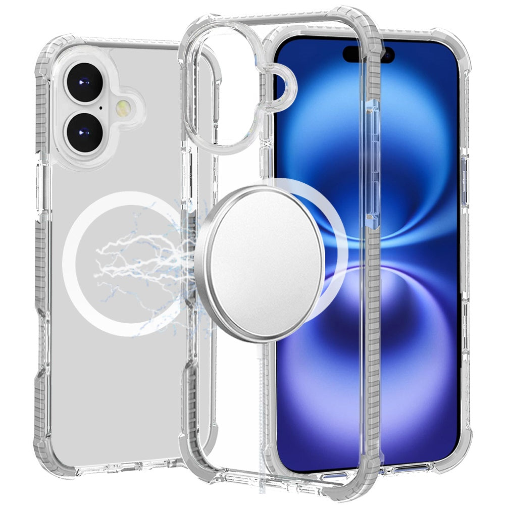 For Apple iPhone 17 (6.3") Magnetic Acrylic Case Transparent Back, Rugged Colorful Frame, Shockproof Hybrid, MagSafe Compatible Case Cover