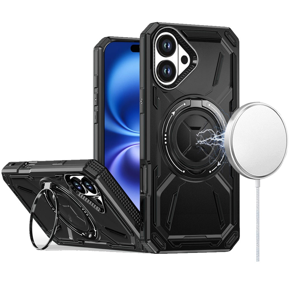 For Apple iPhone 17 (6.3") Hybrid Magnetic Ring and 360° Rotational Kickstand with MagSafe Compatible, Military Grade Drop Protection Case Cover