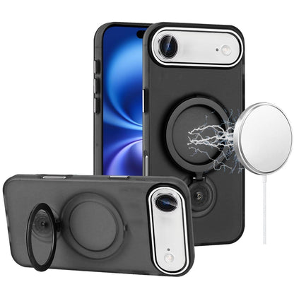 For Apple iPhone 17 Air (6.6") MagSafe Compatible with 360° Ring Stand, Magnetic Kickstand, Slim Hybrid Protective Case Cover Black