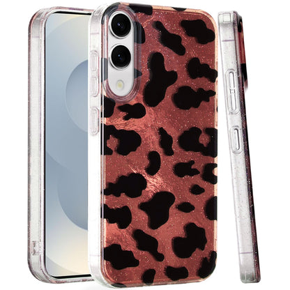 For Samsung Galaxy S25 EDGE Glitter Leopard, Fashion Design Animal Skin Print Slim IMD TPU Dual Layer Shockproof Protective Case Cover Beauty Leopard