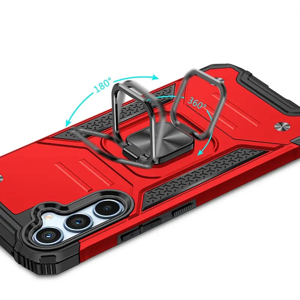 For Samsung Galaxy S25 Ultra Armor Hybrid Magnetic Stand with Ring Holder Kickstand Shockproof Heavy-Duty Durable Rugged TPU Dual Layer Case Cover