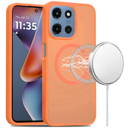 Phone Case for Motorola Moto G Play 5G 2026 Magnetic Matte Hybrid Shockproof Smooth Grip Durable Camera Protection Anti-Slip Soft Touch TPU Armor Cover Cosmic Orange