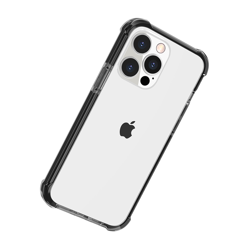 For iPhone 14/13 (6.1") Hybrid Transparent Acrylic Rubber Gummy Hard PC Silicone TPU Color Bumper Frame Shockproof Case Cover Black