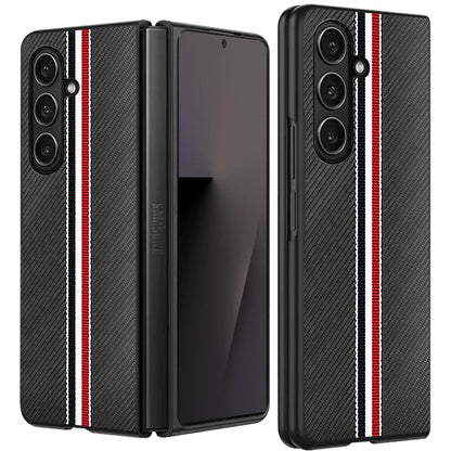 For Samsung Galaxy Z Fold 7 Velvet Fabric PU Vegan Leather, Premium Flip Design, Slim Snap-On Hard PC + TPU Case Cover Black