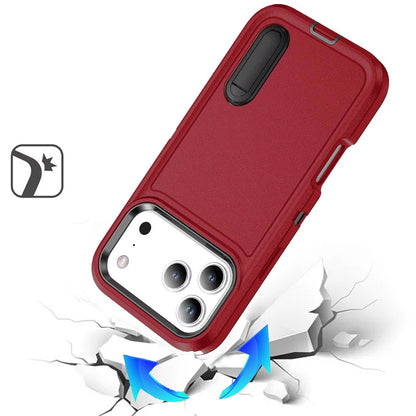 For Apple iPhone 17 Pro Hybrid 3 Layers Hard 3in1 Shockproof with Kickstand Heavy Duty Hard TPU Rubber Anti-Drop Case Cover