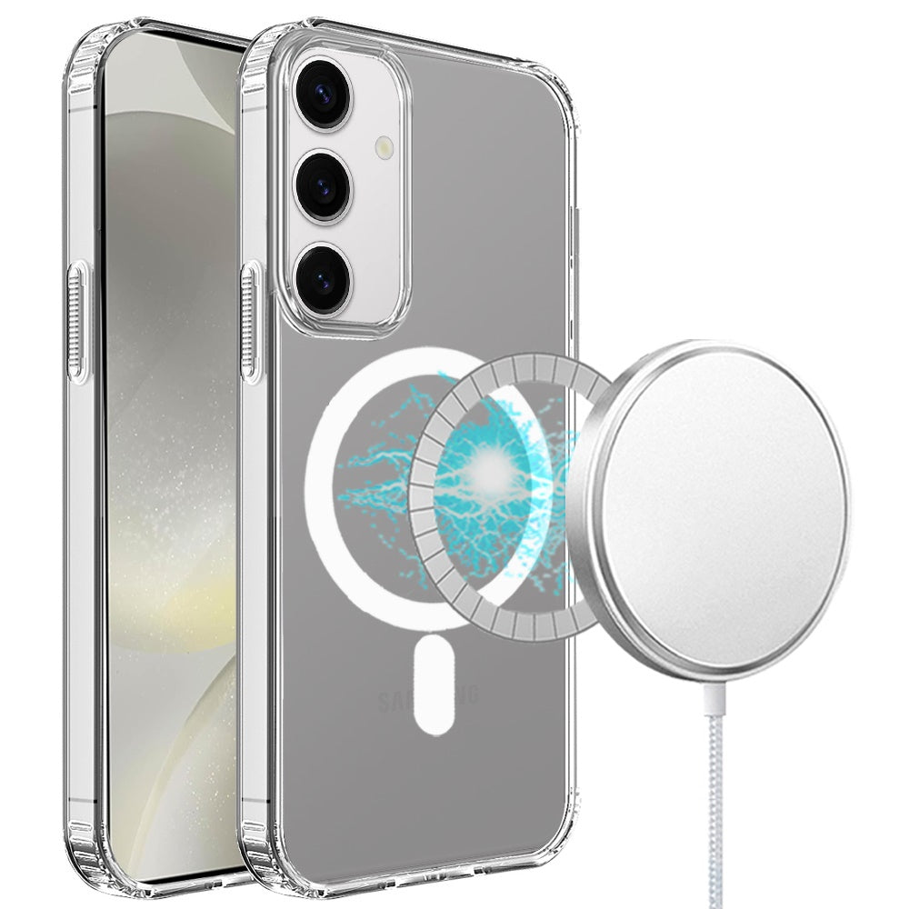For Samsung Galaxy S25 /S24 Classic Hybrid True Transparent Magnetic Circle - Shockproof Hybrid Clear Bumper, Compatible with MagSafe Case Cover Clear