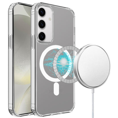 For Samsung Galaxy S25 Plus /S25+ /Galaxy S24+ /S24 Plus Classic Hybrid True Transparent Magnetic Circle - Shockproof Hybrid Clear Bumper, Compatible with MagSafe Case Cover Clear