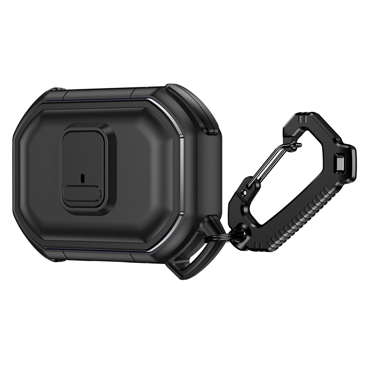 For Airpods 4 Heavy Duty Hybrid Snap Switch Button, Secure Lock Clip Super Protective with Carabiner Belt Loop Case Cover