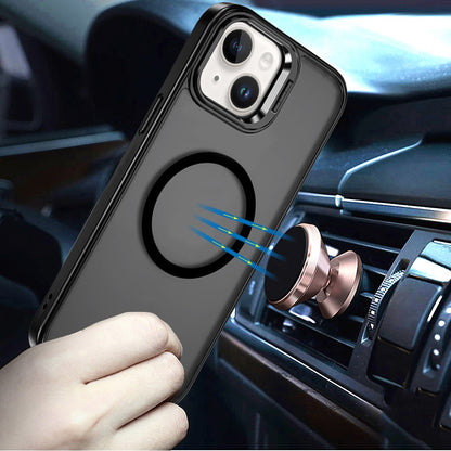 For Apple iPhone 13 Pro Heavy Duty Metallic Hybrid Tough TPU with Camera Ring Stand, MagSafe Compatible, Rugged Drop Protection Case Cover Black