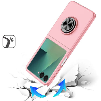 For Samsung Galaxy Z Flip 7 Hybrid 360 Degree Rotatable Metal Invisible Ring Stand Holder Slim Fit Magnetic Car Mount Shockproof Case Cover