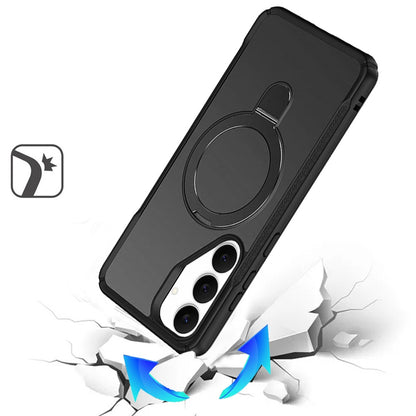 For Samsung Galaxy S26+ / S26 Plus Matte Finish Magnetic Ring Hybrid Protective Invisible Kickstand Magsafe Compatible Case Cover