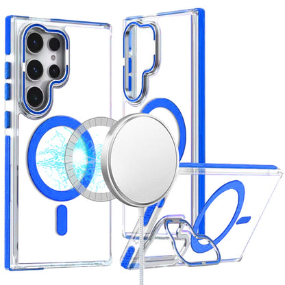 For Samsung Galaxy S25+ /S25 Plus /S24+ Plus Hybrid Clear Back Case with Invisible Camera Bracket Stand, MagSafe Magnetic Circle, Shockproof Color Frame Case Cover