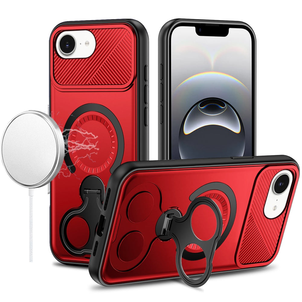 Hybrid with Invisible 2 Hole Ring Stand Magnetic back Car Mount Friendly Protector