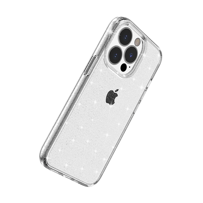 For Apple iPhone 17 Pro Max Transparent Glitter Shiny Sparkle Bling TPU Rubber Hard Back Hybrid Frame Shockproof Case Cover