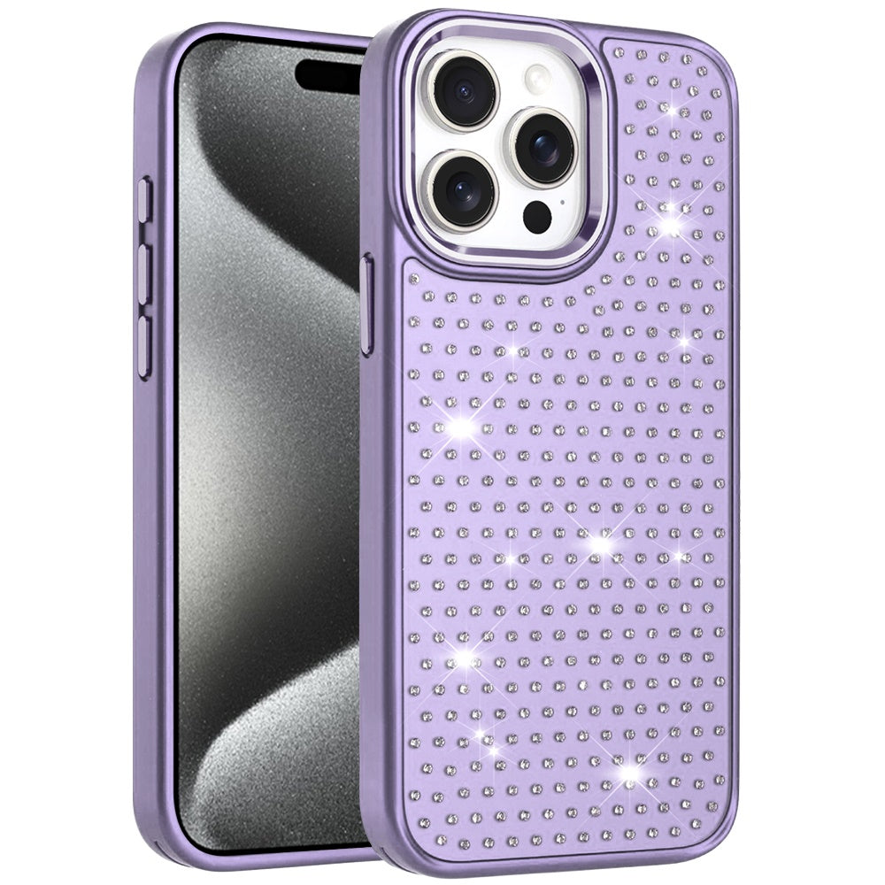 For Apple iPhone 14 Pro Max Bling Diamond Metallic, Full Sparkle Chrome Edged Hybrid Protective Shockproof Case Cover