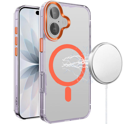 For Samsung Galaxy S26 Transparent Back Hybrid Case - Magnetic Circle, Color Frame, Metal Buttons, MagSafe Compatible Case Cover