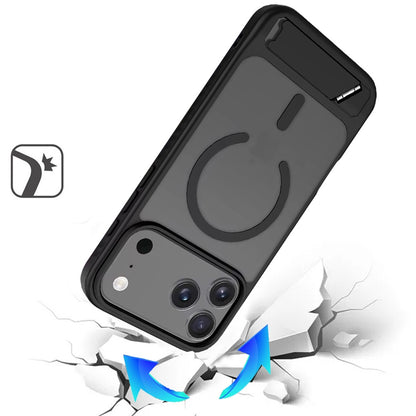 For Apple iPhone 17E /16E Matte Magnetic Circle Back TPU Hybrid Drop Protection with Metal Kickstand Shockproof Design Case Cover