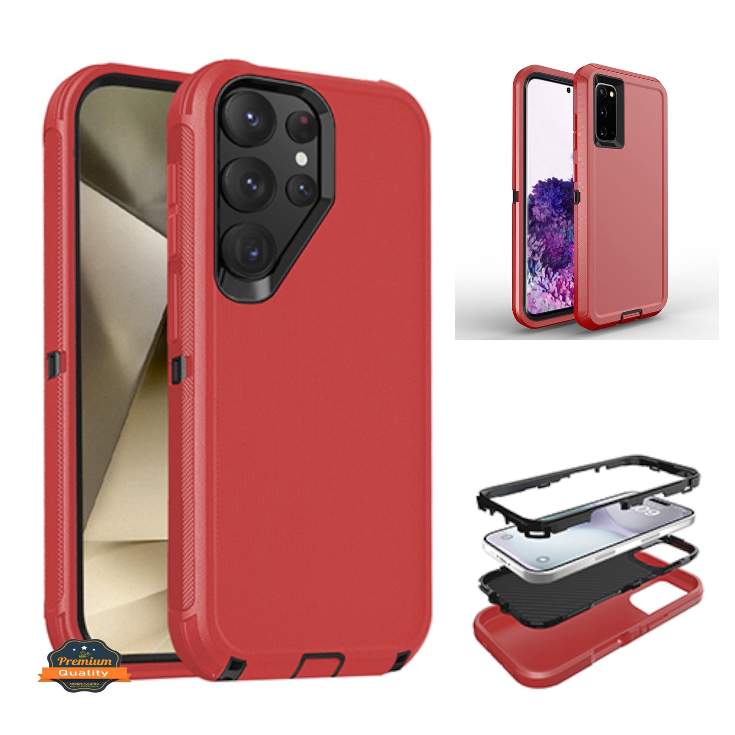 For Samsung Galaxy S25 Ultra Delux Armor Case Shockproof Rugged 3-Layer Protection Hybrid Heavy Duty with Enhanced Durability Case Cover