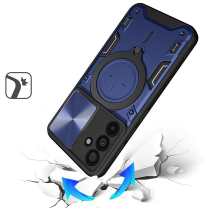 Phone Case for Samsung Galaxy A37 Magnetic Ring Stand Shockproof Hybrid Full Camera Slide Guard Anti Slip Heavy Duty Protective Armor Cover