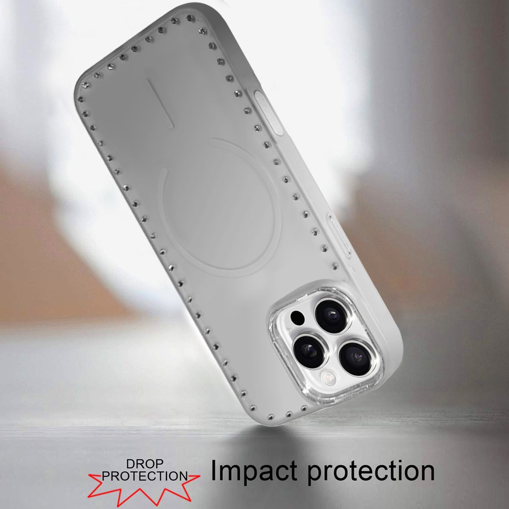 Phone Case for Apple iPhone 16 Pro Max Magnetic Frosted Diamond Bling Edge Hybrid Shockproof Protective Matte Grip Durable Anti Scratch Premium Slim Cover