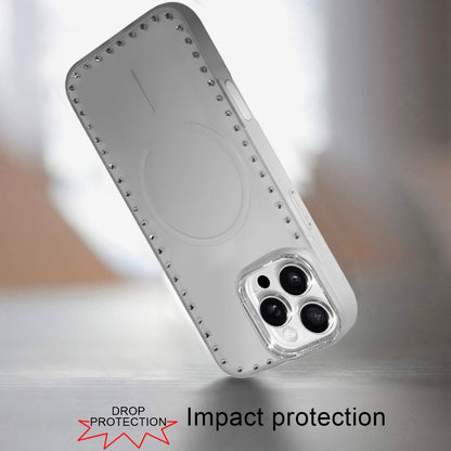 Phone Case for Apple iPhone 16 Pro Max Magnetic Frosted Diamond Bling Edge Hybrid Shockproof Protective Matte Grip Durable Anti Scratch Premium Slim Cover