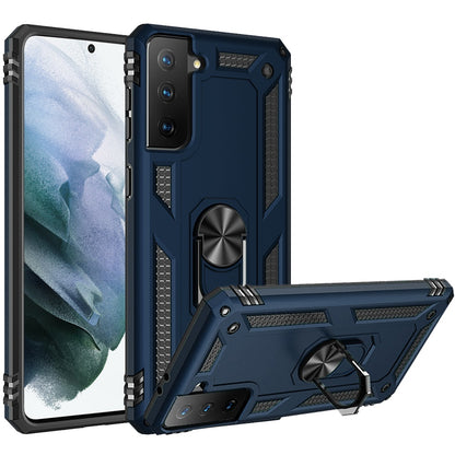 Phone Case for Samsung Galaxy S22+ /S22 Plus Rotatable Ring Stand Shockproof Hybrid Armor Anti Slip Heavy Duty Fit Magnetic Car Mount Durable Grip Cover Blue