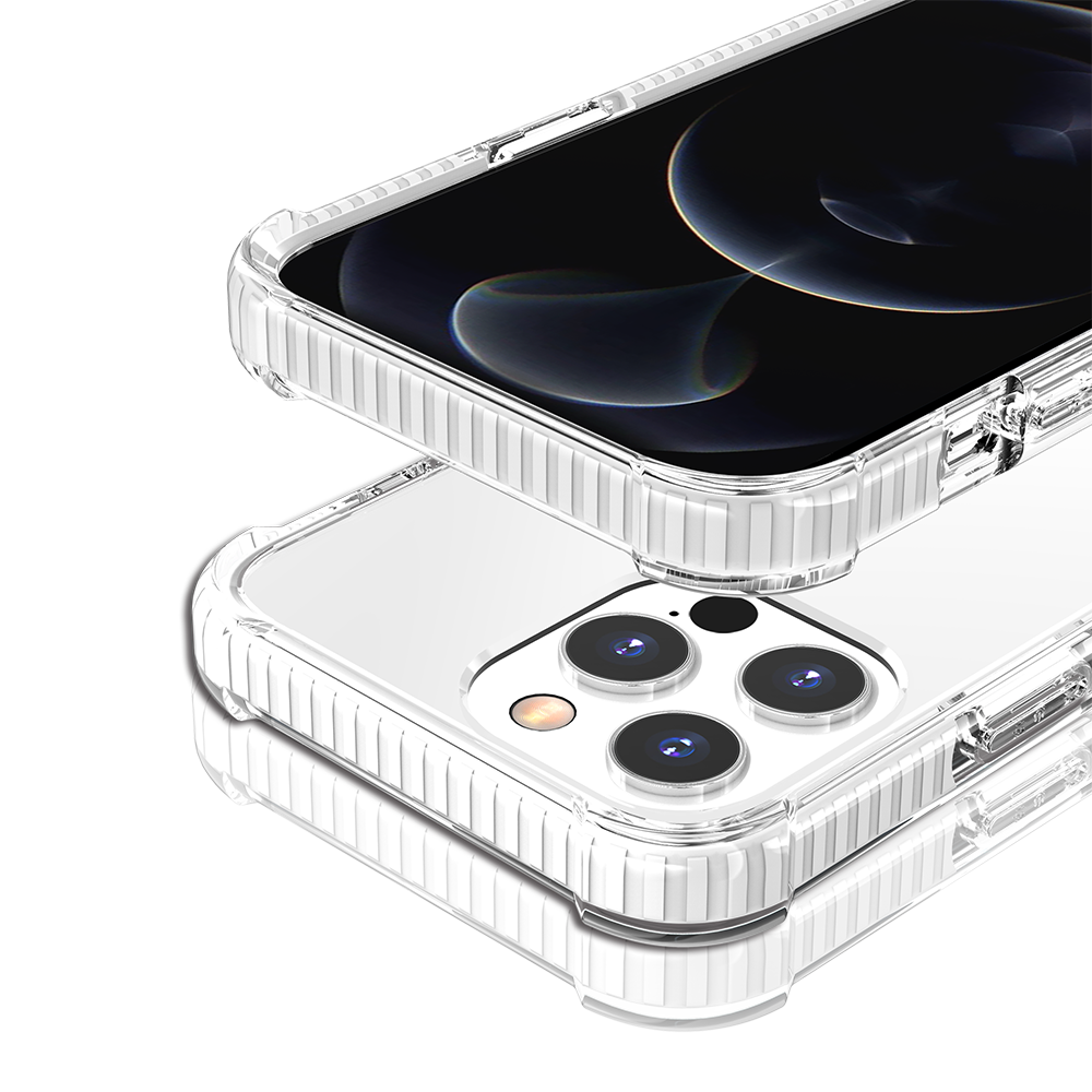 For Apple iPhone 17 Pro Max Hybrid Transparent Acrylic Rubber Gummy Hard PC Silicone TPU Color Bumper Frame Shockproof Case Cover Clear / White