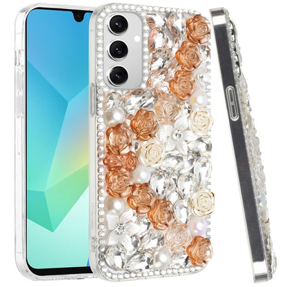 For Motorola Moto G 5G 2025 Fashion Rose Flower Floral Bling Crystal 3D Full Diamonds Pearl Sparkle Rhinestone Glitter Hybrid Case Cover
