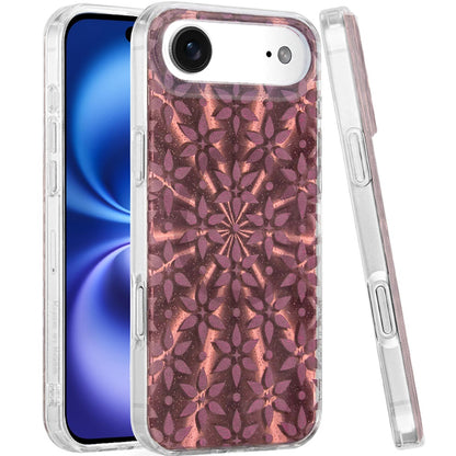 For Apple iPhone 17 Pro Stylish Pattern Fashion IMD Printed Design TPU Double Layer Slim Shockproof with Magnetic Back Case Cover Flowers Mandala Brown