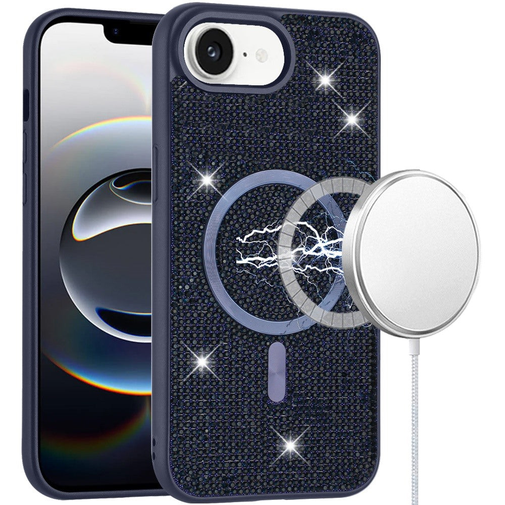 For Apple iPhone 17E /16E Sparkly Diamond Bling Case Rhinestone Skin Hybrid with Magnetic Circle, MagSafe Compatible Case Cover