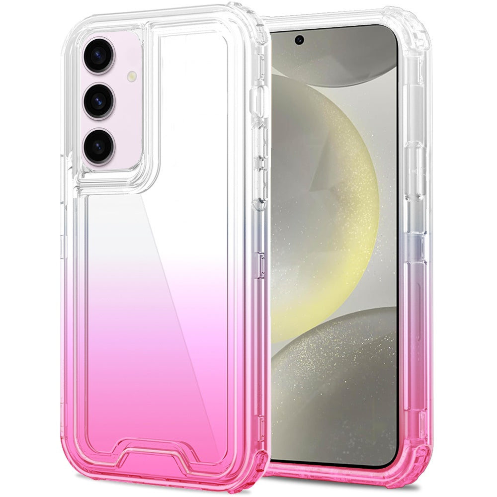For Samsung Galaxy S25 /S24 Hybrid 3-in-1 Clear Case - Two-Tone Transparent Shockproof TPU + Hard Protective Frame Case Cover