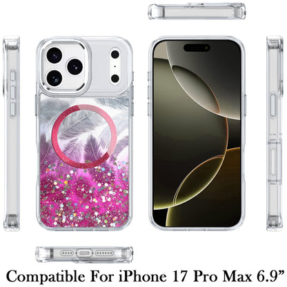 For Apple iPhone 17 Pro Max Epoxy Glitter Shimmer Fashion Case with Magnetic Magsafe Compatible Hybrid Sparkling Slim Protective Case Cover
