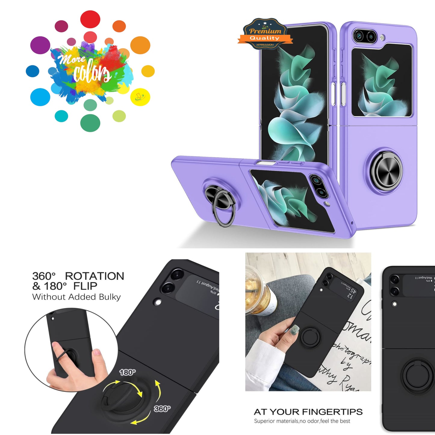 For Samsung Galaxy Z Flip 7 Matte Silicone TPU Rubber Magnetic with 360° Ring Stand Grip Shockproof Slim Hybrid Case Cover