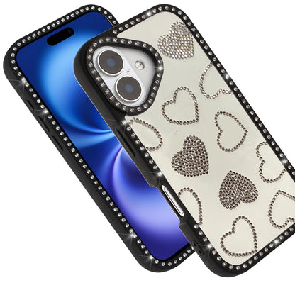 For Apple iPhone 17 (6.3") Spread Love Glitter Shimmer Bling Diamond Edge Hybrid Drop Protection Shockproof Design Case Cover