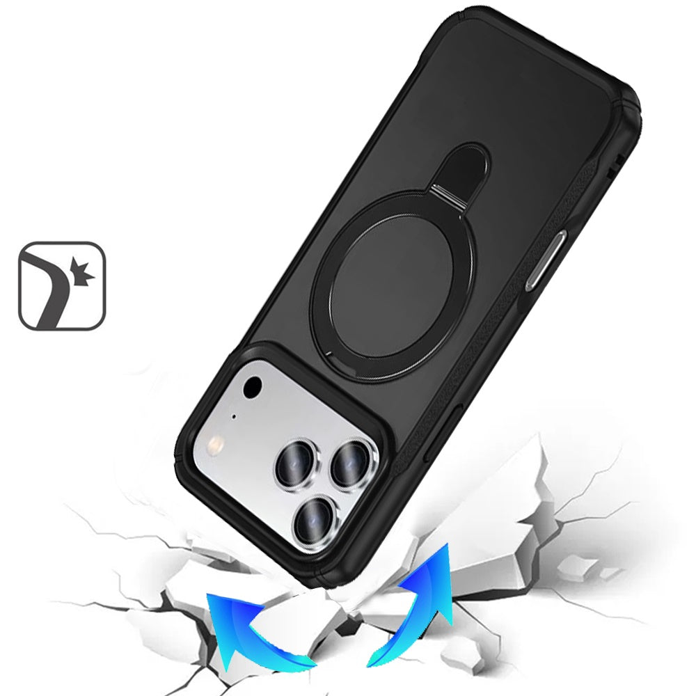 For Apple iPhone 17 Pro Max (6.9") Matte Finish Magnetic Ring Hybrid Protective Invisible Kickstand Magsafe Compatible Case Cover