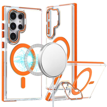 For Samsung Galaxy S25+ /S25 Plus /S24+ Plus Hybrid Clear Back Case with Invisible Camera Bracket Stand, MagSafe Magnetic Circle, Shockproof Color Frame Case Cover