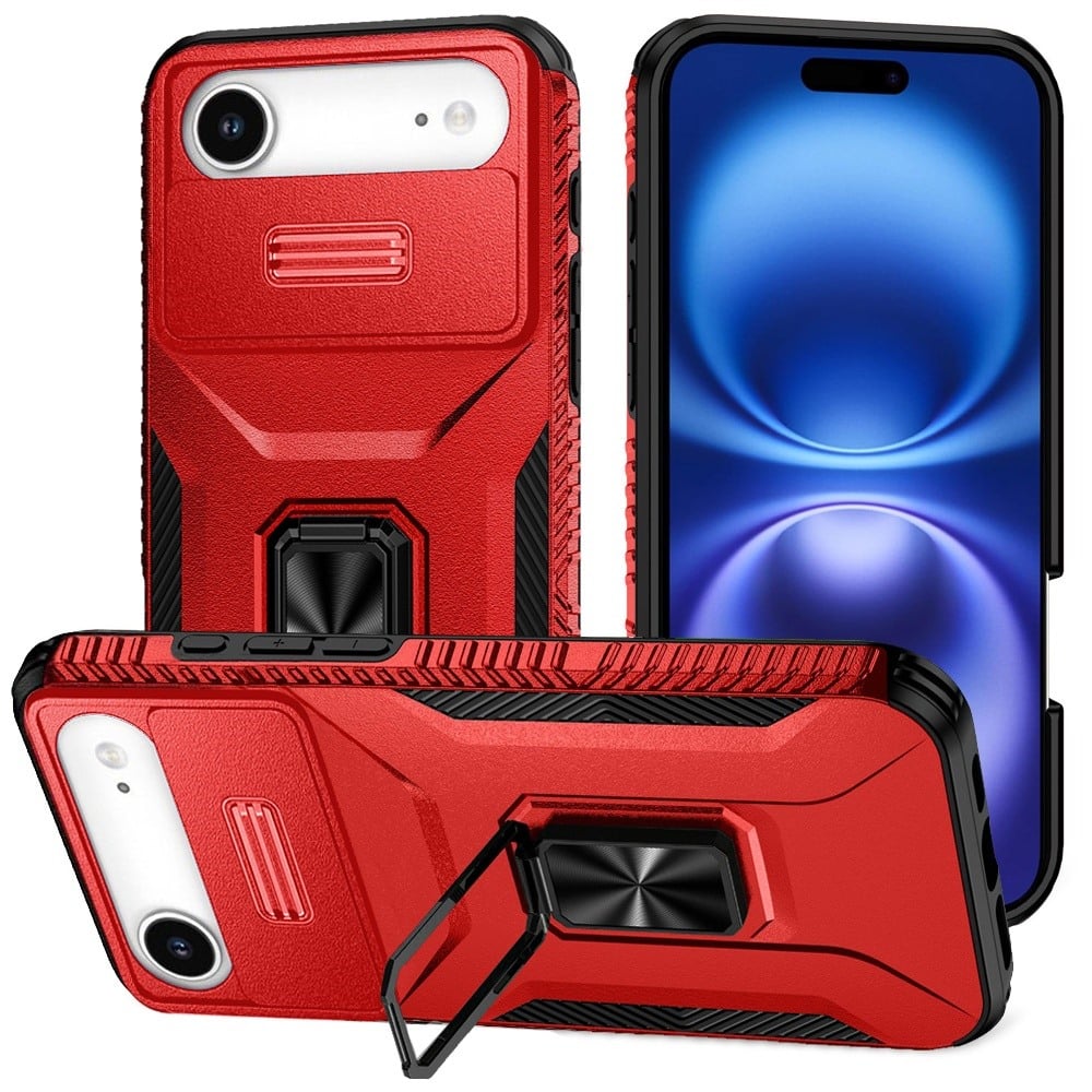 For Apple iPhone 17 Air (6.6") Case, Camera Cover with Magnetic Rotation Ring Stand, Military Grade Hybrid Hard TPU Shockproof Case Cover