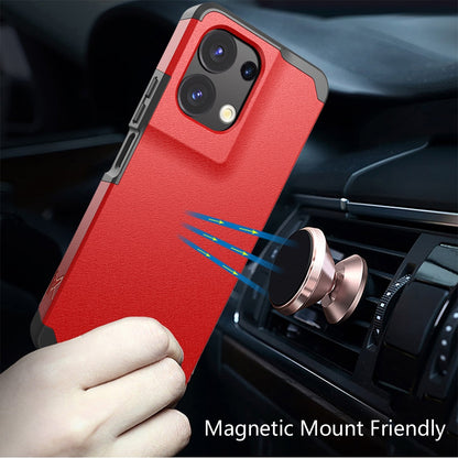 For TCL K32 5G Slim Tough Shockproof Hybrid with Dual Layer Hard PC + TPU Protection, Armor for Strong Drop & Impact Resistance Case Cover Red